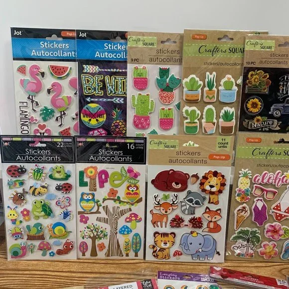 Sticker Lot of 15 packs Summer animals Easter cactus forest friends #3 - Picture 2 of 5